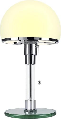 Bleyoum Nordische Moderne LED-Tischlampe, Schreibtisch-Leselampe, Schlafzimmer-Nachttischlampe, Glas-Bauhaus-Tischlampe, mit 3 Helligkeitsmodi.