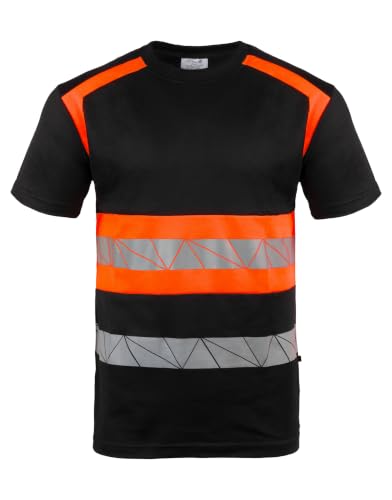 Warnschutz T-Shirt - Atmungsaktiv mit Reflexstreifen und Baumwolle - Warn Tshirt Herren Orange