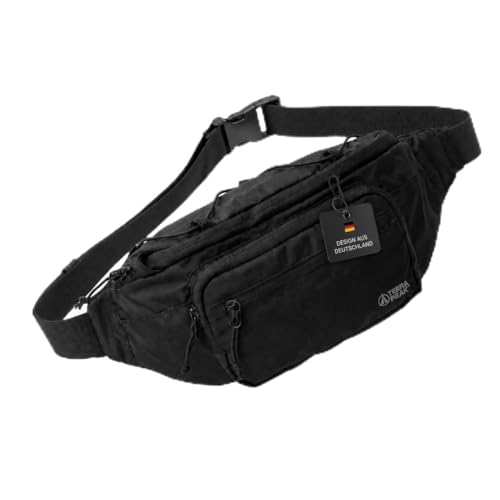 Terra Peak® Bauchtasche 1,5L Geo-Tag-Fach - Hüfttasche Damen Herren Schwarz - Gürteltasche Hip Bag Fanny Pack Belt Bag Waist Bag - Sport Wandern Reise Festival, Crossbody, gepolstert