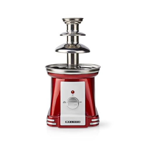 Melissa Schokobrunnen - Schokofondue 3 Etagen - Schokoladenbrunnen 32 cm - Warmhaltefunktion - Weiß/Rot