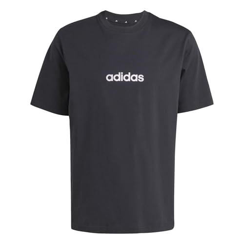 adidas Herren Essentials Linear Single Jersey Shirt, Black/White, XL