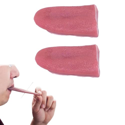 EAVUYIS 2 Stücke Realistisch Gefälschte Zunge, Scherzartikel, Prank Artikel, Dehnbar Tricks Künstliche Zunge, Requisiten Schreckliche Halloween