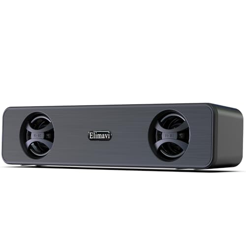 Elimavi PC Lautsprecher, 2.0-Kanal-Computer-Soundbar, tragbarer Lautsprecher mit USB-Stromversorgung, 3,5-mm-Audioeingang, Plug-and-Play, geeignet für Monitore, Laptops, Spiele, Desktop-Computer