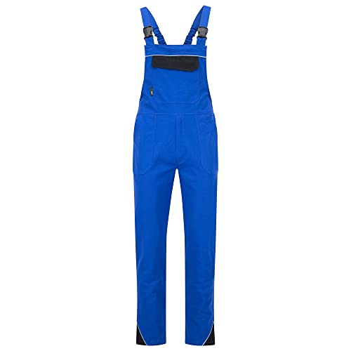 BWOLF ARES 100% Baumwolle Latzhose Herren Arbeitshose Schutz-Latzhose Arbeits-Latzhose (Königsblau/Schwarz, XL)