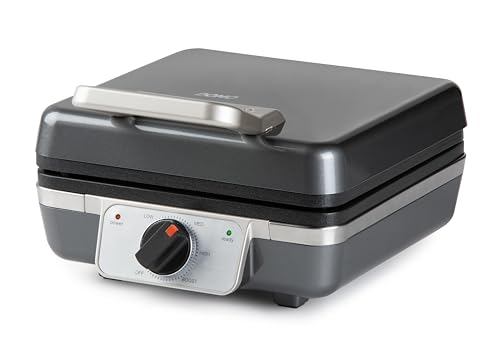 DOMO DO1173W Waffeleisen - Waffelautomat - Doppelwaffeleisen für Belgische Waffeln - Keramische Antihaftbeschichtung - Cool Touch Griff - 1320W – Grau