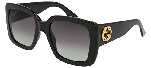 GUCCI Womens GG0141SN Sunglasses, Black-Black-Grey, 53