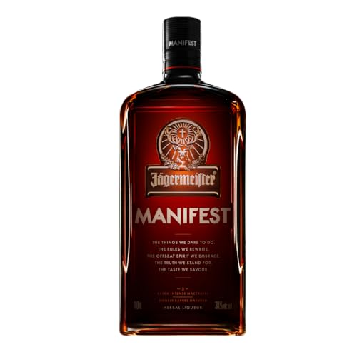 Jägermeister MANIFEST - 1 x 0,5l Superpremium Kräuterlikör 38% Vol. - Perfektion manifestiert mit einem anders gereiften Aroma – Im Eichenfass gelagert – Das Original aus Wolfenbüttel