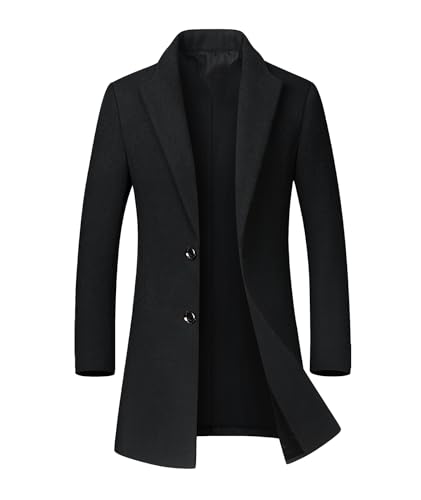 ECDAHICC Wintermantel Herren Mantel Lang Slim Fit Herrenmantel Winter Warm Business Mantel Herren Wolle Wollmantel(BL,M)
