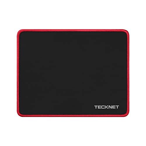 TECKNET Mauspad, 280 x 210 mm Gaming Mousepad mit Wasserdicht und Rutschfester Gummi für PC-Büro, Arbeit, Gaming, Studium, Laptop, Computer, Zuhause-Rot