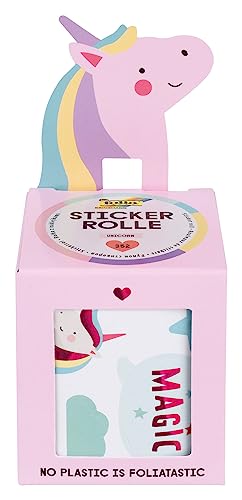folia 27102 - Stickerrolle UNICORN, Sticker Set mit 352 Aufklebern, 4 m lang mit verschiedenen selbstklebenden Motiven