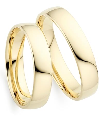 123traumringe Eheringe in 333 Gelbgold I Partnerringe mit Gravur & Etui I Gravierbare Eheringe mit Ringgröße 50-72 mm I Edle Verlobungsringe in 4 mm Breite & 1,3 mm Stärke I P22