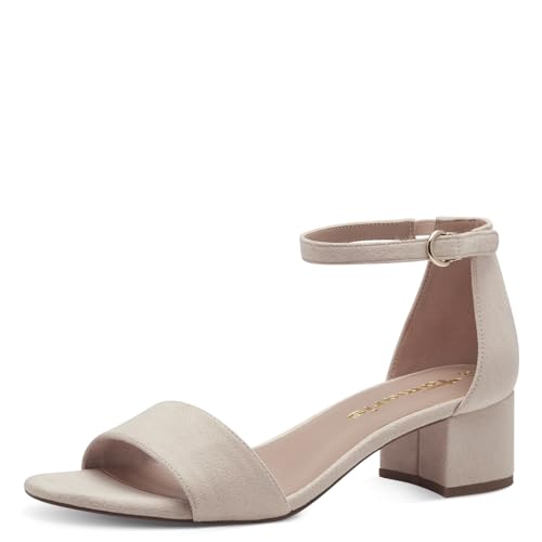 Tamaris Damen Sandalette mit Blockabsatz, beige, 39 EU