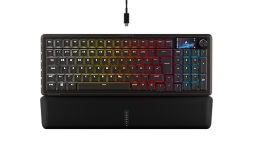 Corsair Vanguard 96 Kabelgebundene Mechanische Gaming-Tastatur– 96% Layout, MLX Plasma-Linearschalter, 8000Hz-Polling, LCD-Display, Virtual Stream Deck, G-Tasten, SOCD Flashtap, QWERTZ DE – Schwarz