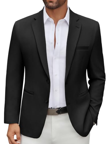 COOFANDY Herren Casual Sakko Sport Freizeit 2 Knöpfe Anzugjacke Schwarz 3XL