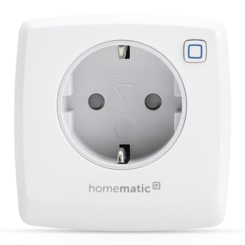 Homematic IP Schaltsteckdose, Smart Home, digitaler Zwischenstecker steuert Leuchten oder Elektrogeräte per App, Alexa & Google Home, Energie sparen, 157338A0