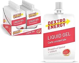 Dextro Energy Liquid Gel Grapefruit + Natrium - 18x60 ml (18er Pack) - High Carb Energy Gel zur schnellen Kohlenhydrate Versorgung + 240 mg Natrium
