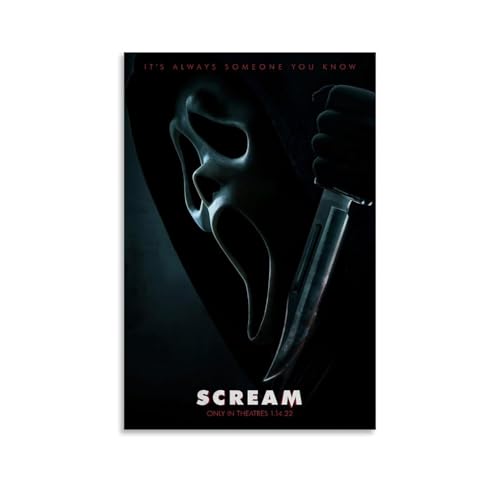 PANTTING Scream Horror-Film-Poster, ästhetischer Leinwand-Kunstdruck, Heimdekoration für Schlafzimmer, Wohnzimmer, 30 x 45 cm, ungerahmter Stil