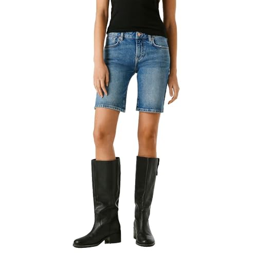 Pepe Jeans Damen Jeans Short Fitted Short MW Poppy - Mid Waist Regular Fit, Größe:W 28, Farbe:PL80000384UB Blue Denim