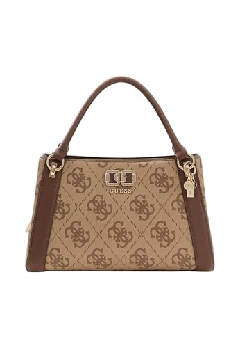 GUESS Handtasche Umhängetasche Karnilla Logo Girlfriend Satchel Latte Logo/Brown hellbraun