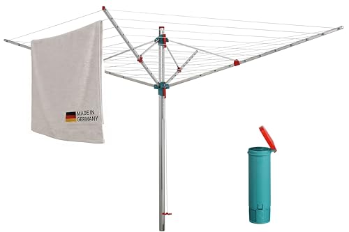 Dekoline Wäschespinne Medium Plus 60 mit Bodenhülse, Leinenlänge 60 m Made in Germany!