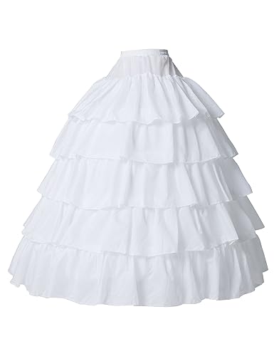 Petticoat Unterröcke Reifrock Rockabilly Rüschen A Linie Lang Vintage für Hochzeit Brautkleid S - Weiß - Gr. S/M