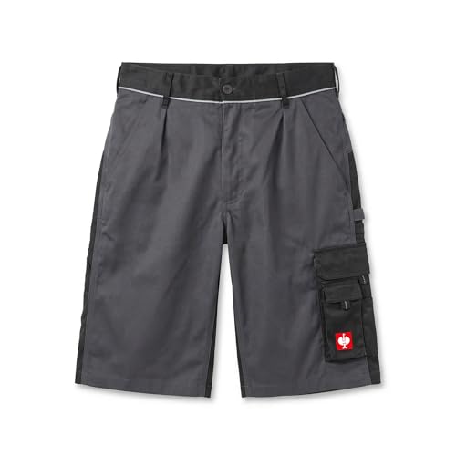 Engelbert Strauss Arbeitsshorts e.s.Image – robuste Herren Shorts mit vielen Taschen, elastischem Bund & verstärkten Nähten (DE/NL/SE/PL, Bundweite, 54, Regular, Regular, grau/schwarz)