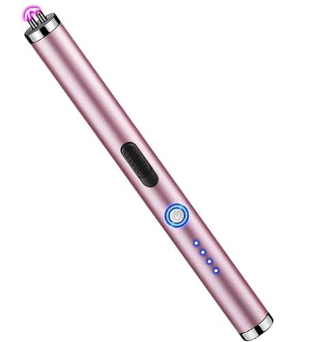 Bikenda Taktischer tragbarer Elektroschocker mit hoher Leistung, Windproof Dual-Arcs-Feuerzeug, Starke Selbstverteidigung Für Frauen, Winddichte Plasma Feuerzeuge für Kerzen Anzünden (Rosa)