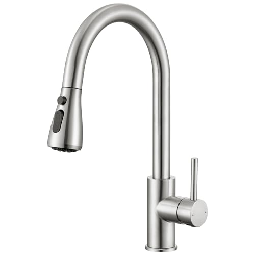 CECIPA Wasserhahn Küche mit 3 Modi, Hochdruck Küchenarmatur mit Brause Ausziehbar, Mischbatterie Küche 360° Schwenkbar, Einhebel Spültischarmatur Küche mit Hohem Bogen, Armatur Küche Edelstahl