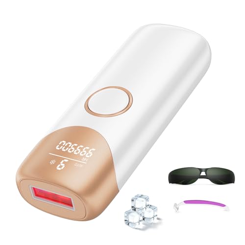 IPL Geräte Haarentfernung mit Kühlfunktion, Laser Haarentfernung mit 9 einstellbaren Energiestufen, 999900 Blitze & 600 NM Rotlicht, IPL Haarentfernungsgerät für Frauen & Männer, Gesicht, Weiß