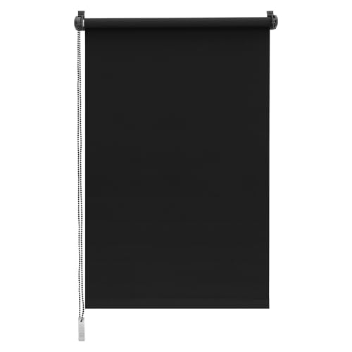 Sekey Verdunklungsrollo ohne Bohren Klemmfix 120 cm breit, Seitenzugrollo Hitzeschutz Sichtschutz und Sonnenschutz Wandmontage Deckenmontage Klemmrollo für Fenster & Tür, 120 x 160cm, Schwarz