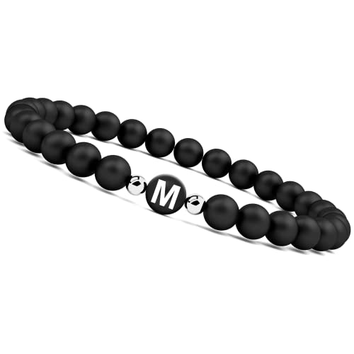 Armband mit Buchstaben M I Pärchen Partnerarmband mit Perlen (Buchstabe M)