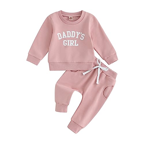 Himllauen Baby Mädchen Kleidung Sweatshirt + Lange Hose Zweiteiler Babykleidung 0-3 Jahre Kleinkind Outfit (A Rosa, 12-18 Months)