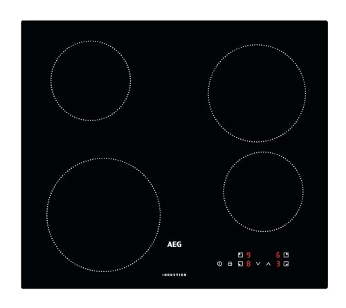 AEG Induktionskochfeld autark 60cm, 4 Zonen in verschiedenen Größen mit 4x Power-Funktion für schnelles Kochen, 10 Stufen, Rahmenlos, Touch-Bedienung, Kindersicherung, aufliegend, IB6420ACB