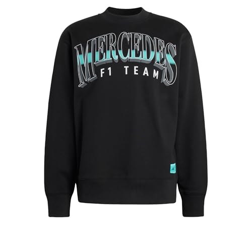 adidas Herren-Sweatshirt, Team Formel 1, Mercedes – AMG Petronas Las Vegas, Schwarz/Weiß., Small