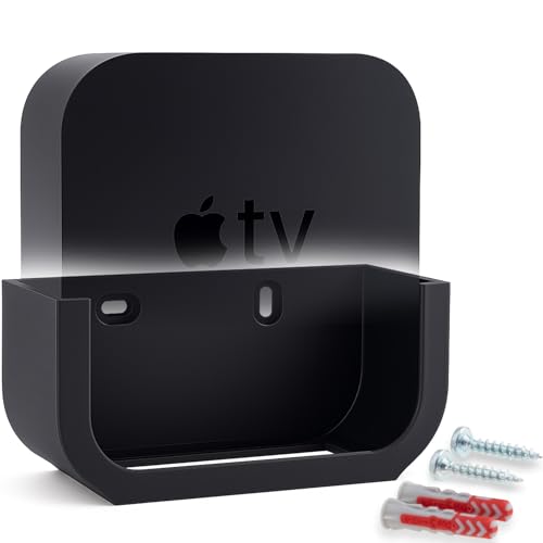 Wandhalterung für Apple TV 4K (alle Modelle) – Kleben oder Schrauben möglich – inkl. Zubehör zum kleben oder Schrauben – platzsparend & robust – Made in Germany – Apple TV Wandhalter schwarz