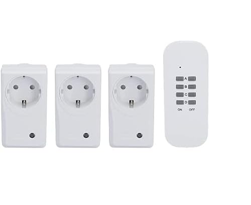 UNITEC Funkfernschalterset Indoor mit Selbstlernfunktion, Funksteckdosen Set, 3 Steckdosen+ 1 Fernbedienung, weiß