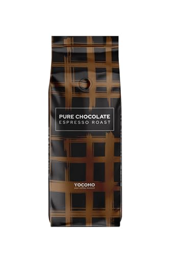 YOCOMO Pure Chocolate Espresso Roast 1kg, ganze Kaffeebohnen, Mischung aus Arabica- und Robusta-Bohnen, nussig-schokoladiges Aroma, ideal für Vollautomaten, Siebträger und Espressokocher