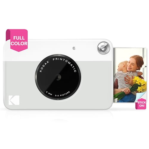 KODAK PRINTOMATIC Digitale Sofortbildkamera, Vollfarbdrucke auf Zink 2x3-Fotopapier mit Sticky-Back-Funktion - Drucken Sie Memories sofort (Gelb), 50-Pack-Papierbündel