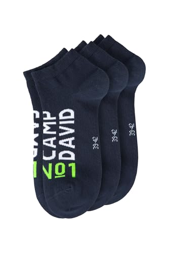 Camp David Herren Sneakersocken mit Intarsia-Logo, 3er-Pack Blue Navy, 39-42