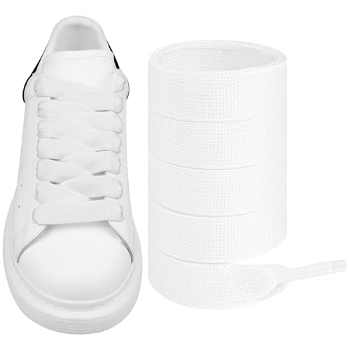 Endoto Schnürsenkel für Alexander McQueen Oversized Sneaker Schuhe, Ersatz Flache Breite Laces Schuhbänder Shoelaces (Weiß, Größe: 45 Zoll)