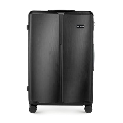 WITTCHEN Stripes Line Großer Koffer 76,5 x 50 x 29 cm (XL) | Hartschalen-Trolley ABS 96 l, 4 Rollen 360° | Koffer groß für Lufthansa/Eurowings/Ryanair, zahlenschloss, teleskopgriff | Farbe: Schwarz