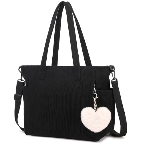 Makukke Cord Tote Bag Tasche Damen Umhängetasche Groß Shopper Tasche Handtasche Schultertaschen für Arbeit Büro Reisen Einkaufen Schule