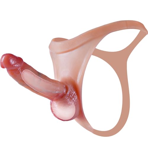 Realistischer tragbarer Penis-Sleeve-Slip für Männer mit hohlem Silikon-Dildo, als Verlängerer und Penisvergrößerer, wiederverwendbarer Sleeve, Ejakulationsverzögerer,G-Punkt/Anal-Stimulator,für Paare