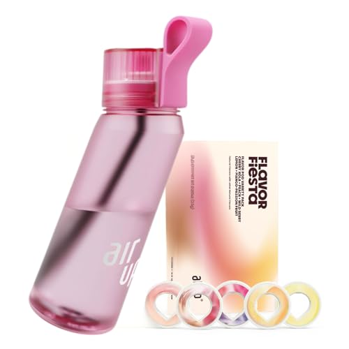 air up Wasserflasche (625 ml) für Schule, Sport, Fitnessstudio | inklusive 5 Duftkapseln & Strohhalm | aromatisierte Flasche in Hot Pink - auch für Kinder, Jungen, Mädchen | keine Kalorien, zuckerfrei