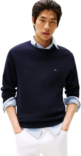 Tommy Hilfiger Herren Pullover Essential Cotton Crew Neck aus Baumwolle, Blau (Desert Sky), XL