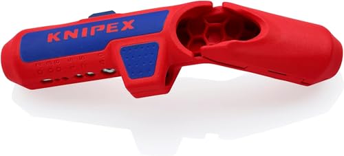 KNIPEX ErgoStrip Universal-Abmantelungswerkzeug für Rechtshänder, 135 mm, NYM-Kabel, Rundkabel, Koaxialkabel, Datenkabel, Abisolierer, 16 95 01 SB