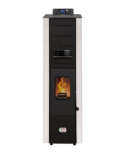 STUFE A PELLET ITALIA Colonna 10 KW | Pelletöfen Effizienz 85% Heizt 80m² Superkompaktes Design Programmierbar 5 Geschwindigkeiten und Leistungsstufen 24 Monate Garantie Weiß
