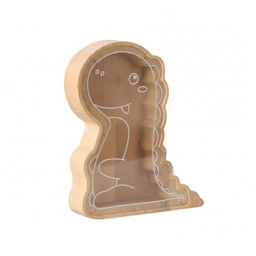 Dinosaurier Spardose Kinder Jungen Spardosen aus Holz Dino Sparbüchse Lustige Kinderspardose Holzspardose für Scheine Geldsparbox Geld Sparen Box Gelddose Kind Gut für Geschenk und Dekoration