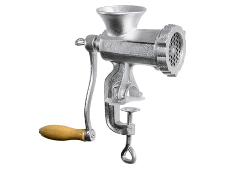 Karl Krüger Fleischwolf, Gusseisen, Aluminium, Größe 5, Grauguss, Silber