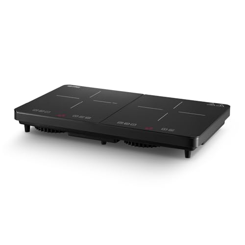 TZS First Austria - Induktionskochplatte doppelt - 3500W - 2er Glaskeramik-Herdplatte - 10 Leistungsstufen, Timer, Kindersicherung, LED-Display, Touch-Bedienung, Überhitzungsschutz - Camping, mobil